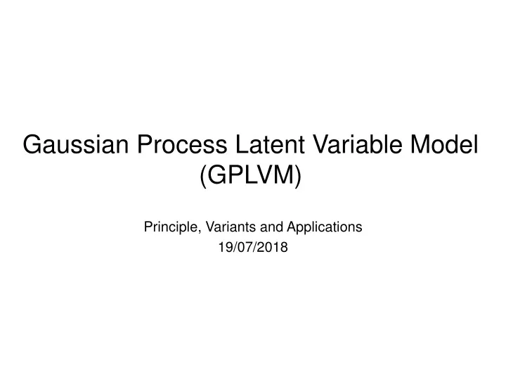 gaussian process latent variable model gplvm