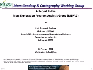 Mars Geodesy &amp; Cartography Working Group