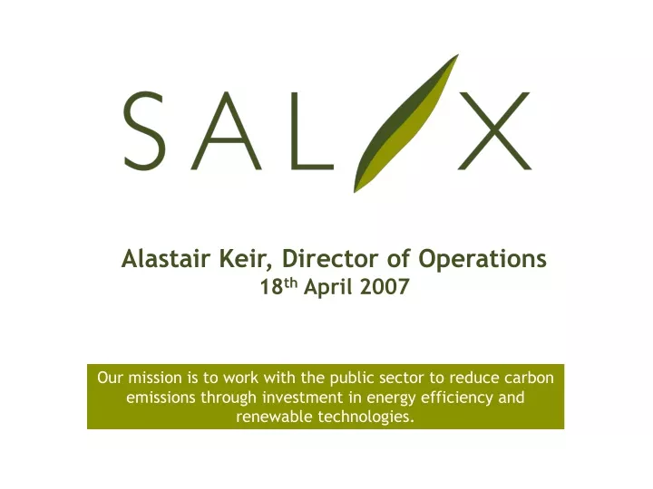 alastair keir director of operations 18 th april