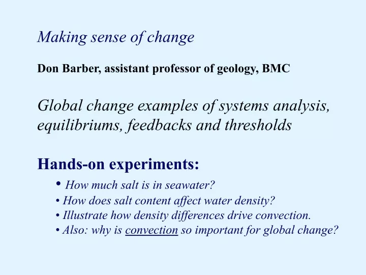 making sense of change don barber assistant