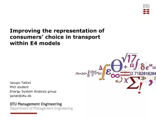 Improving the representation of consumers’ choice in transport within E4 models