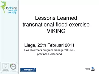 Lessons Learned  transnational flood exercise VIKING