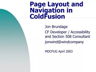 Page Layout and Navigation in ColdFusion