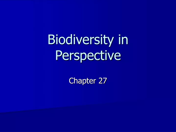 biodiversity in perspective