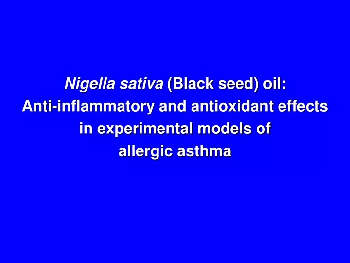 nigella sativa black seed oil anti inflammatory