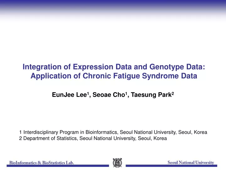 integration of expression data and genotype data application of chronic fatigue syndrome data