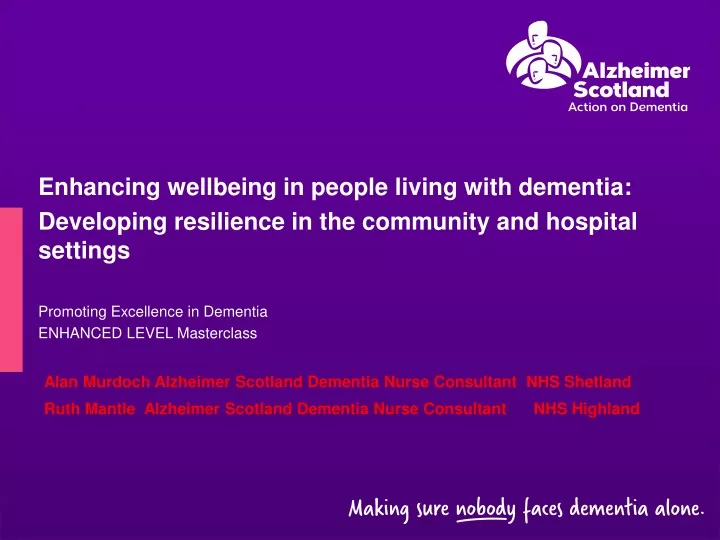 enhancing wellbeing in people living with