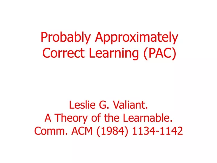 probably approximately correct learning pac