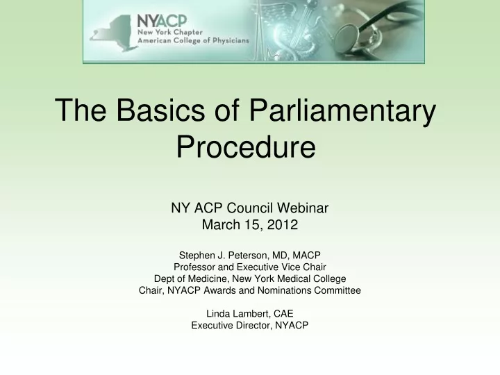 the basics of parliamentary procedure