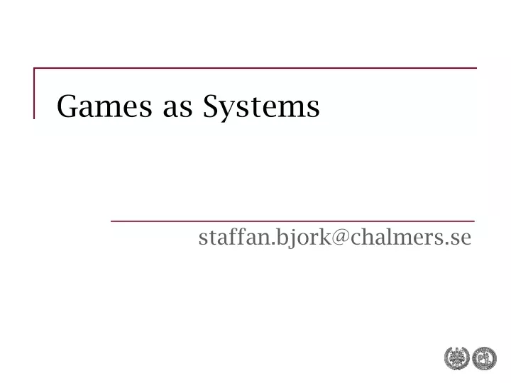 games as systems