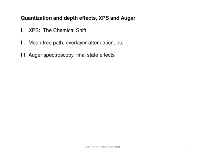 quantization and depth effects xps and auger