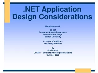 .NET Application Design Considerations