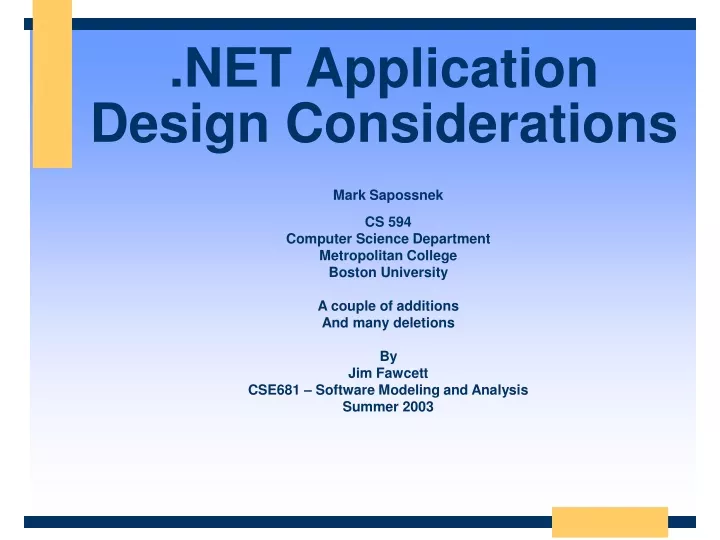 net application design considerations