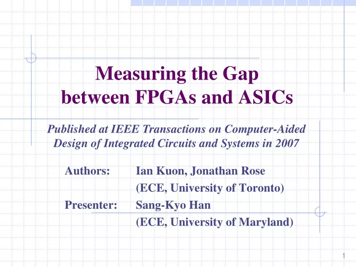 measuring the gap between fpgas and asics