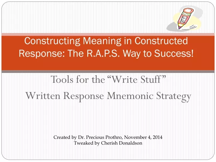 constructing meaning in constructed response the r a p s way to success