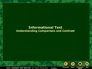 Informational Text Understanding Comparison and Contrast