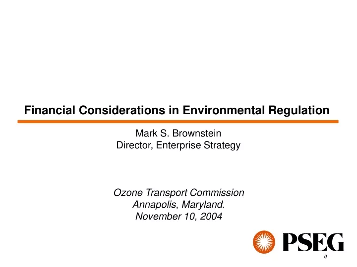 financial considerations in environmental regulation