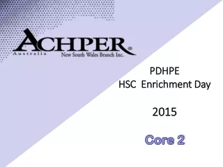 PDHPE  HSC  Enrichment  D ay 2015 Core 2