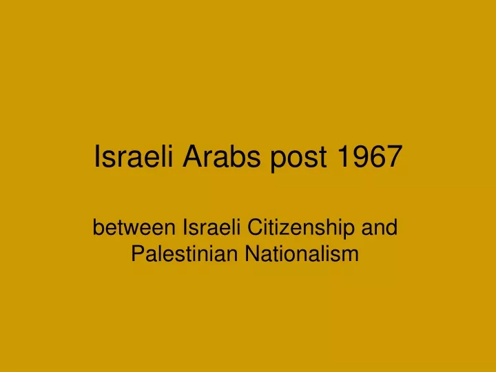 israeli arabs post 1967