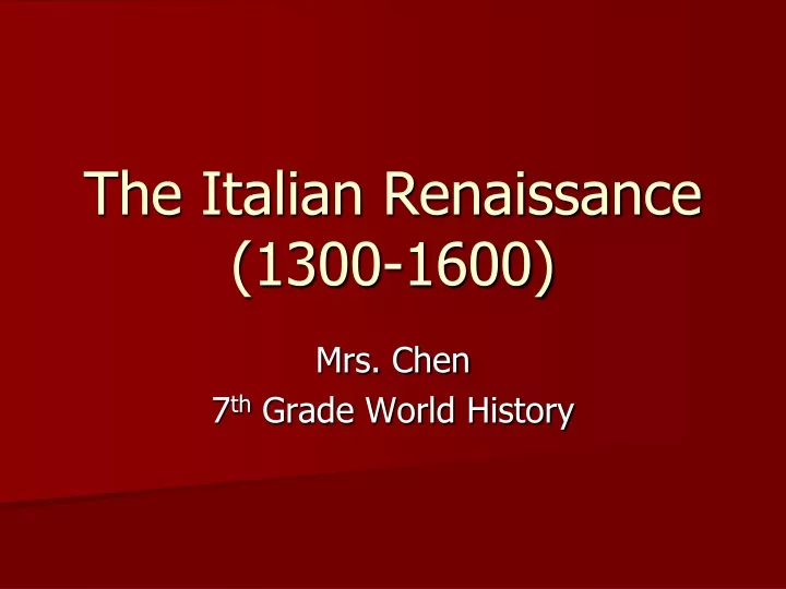 the italian renaissance 1300 1600