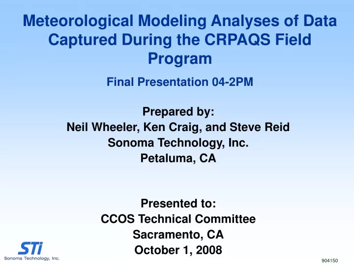 meteorological modeling analyses of data captured
