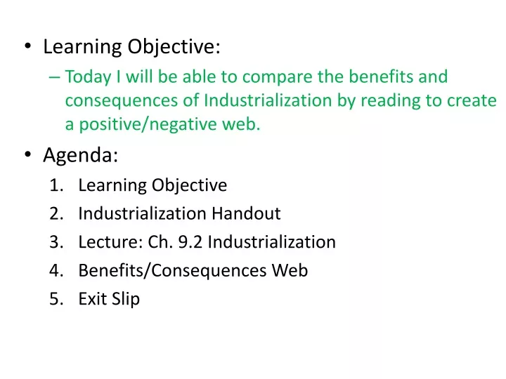 learning objective today i will be able