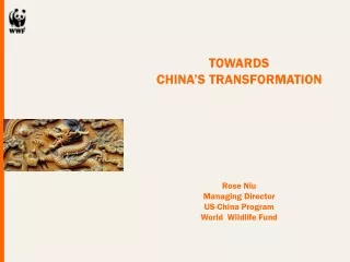 TOWARDS  CHINA’S TRANSFORMATION Rose Niu Managing Director US-China Program World  Wildlife Fund