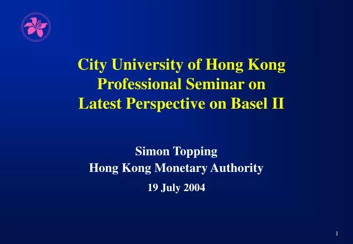 city university of hong kong professional seminar on latest perspective on basel ii