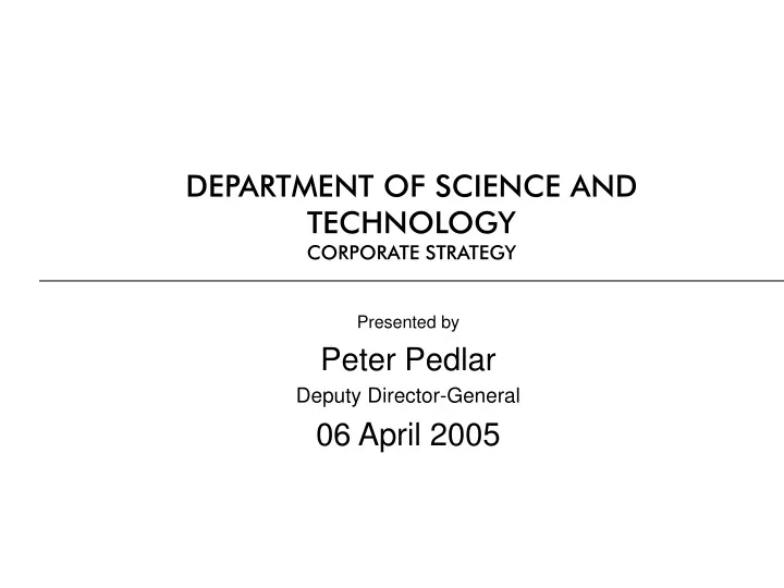 department of science and technology corporate strategy