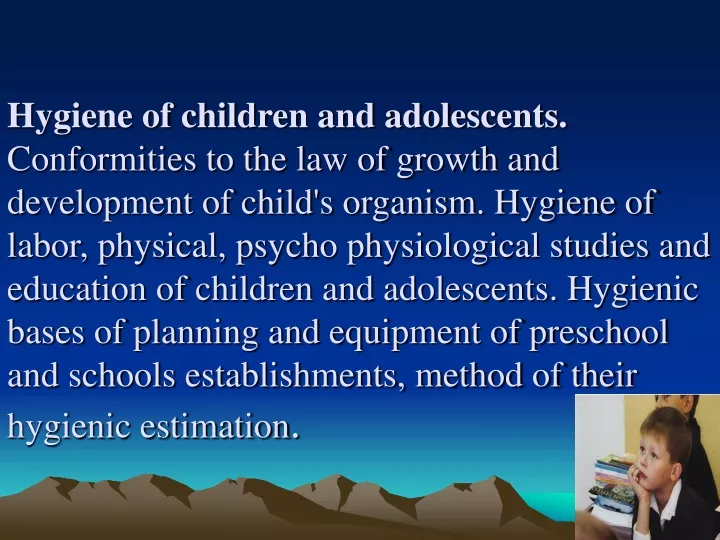 hygiene of children and adolescents conformities