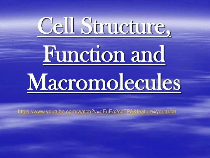 cell structure function and macromolecules