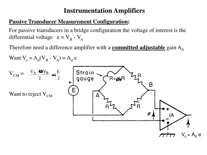 instrumentation amplifiers passive transducer