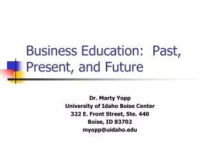 Business Education:  Past, Present, and Future