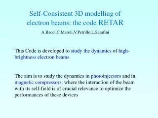 Self-Consistent 3D modelling of electron beams: the code  RETAR