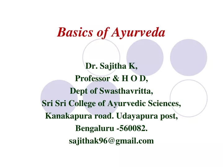 basics of ayurveda