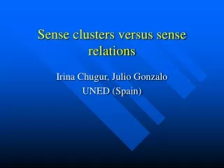 Sense clusters versus sense relations