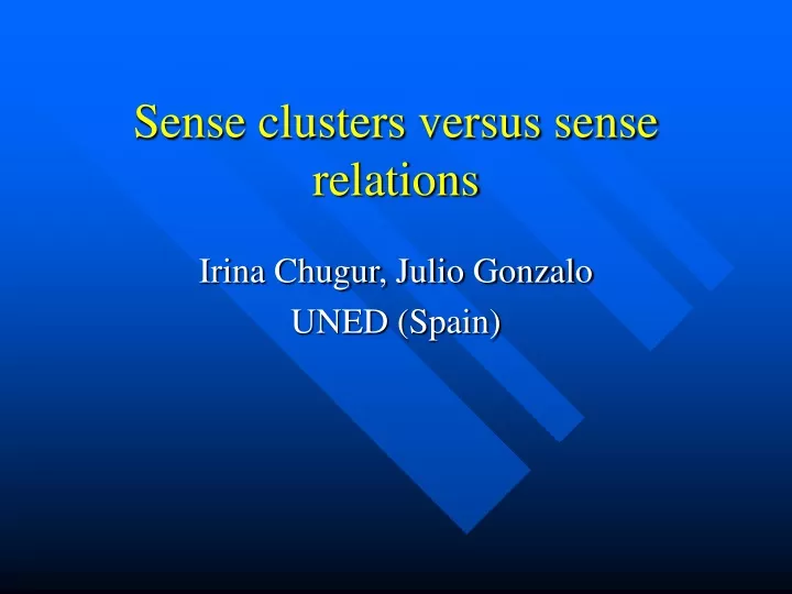 sense clusters versus sense relations