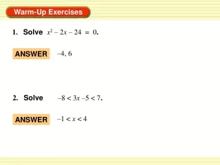 1.	 Solve x 2  – 2 x  – 24  =  0 .