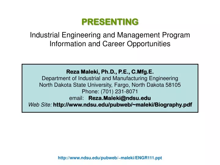 presenting industrial engineering and management