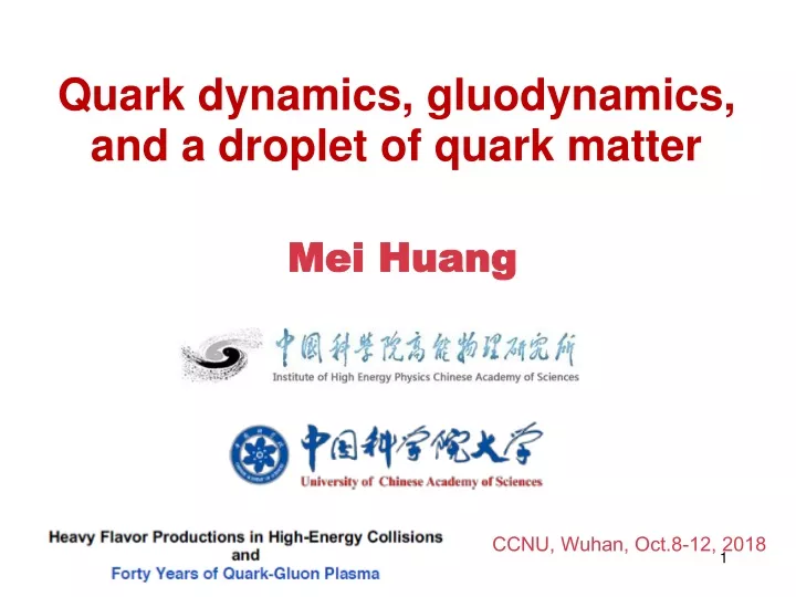 quark dynamics gluodynamics and a droplet of quark matter