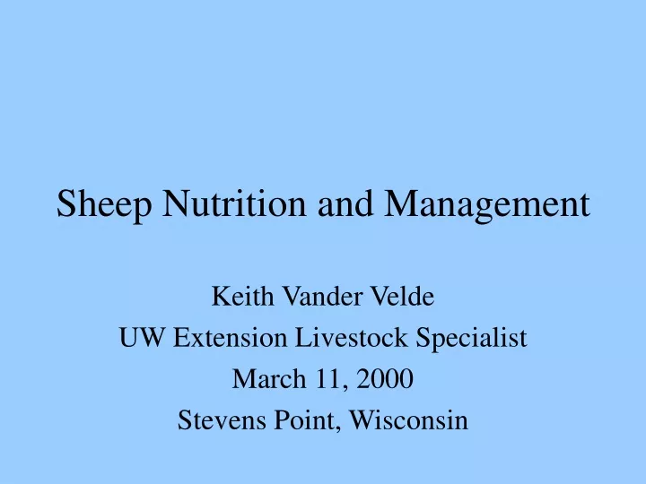 sheep nutrition and management