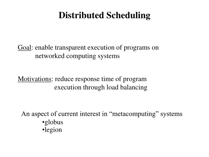 distributed scheduling