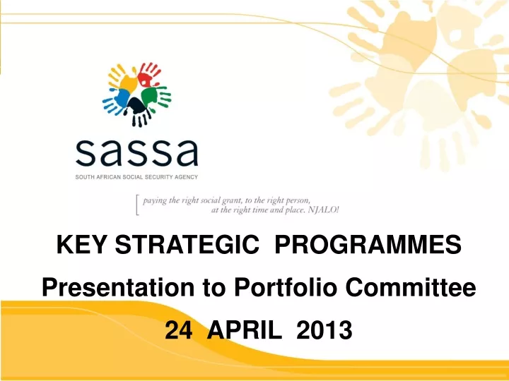 key strategic programmes presentation