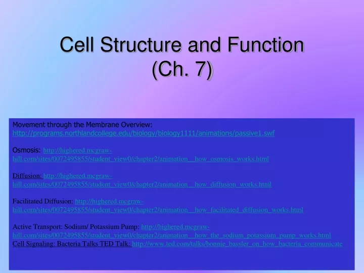 cell structure and function ch 7
