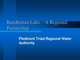 Randleman Lake – A Regional Partnership