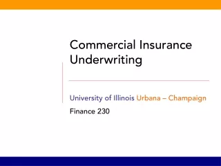 Commercial Insurance Underwriting University of Illinois  Urbana – Champaign Finance 230