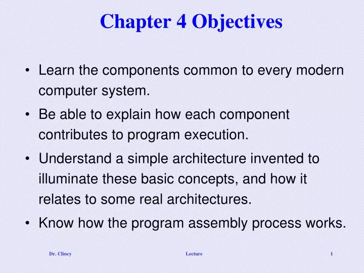 chapter 4 objectives
