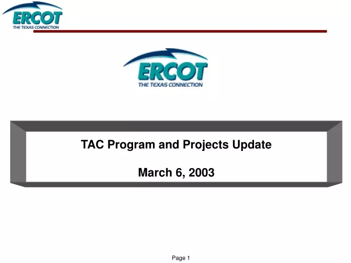 tac program and projects update march 6 2003