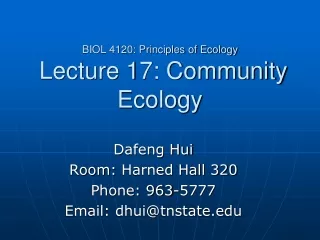BIOL 4120: Principles of Ecology  Lecture 17: Community Ecology