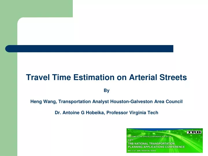 travel time estimation on arterial streets